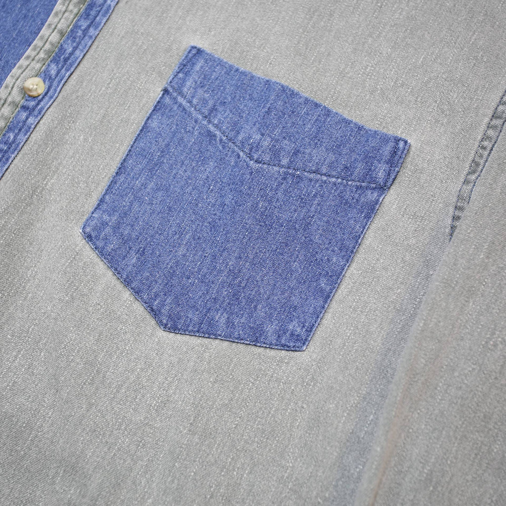 Susquehanna Trail Mens Blue & Grey Denim Style Shirt M Long Sleeve Cotton