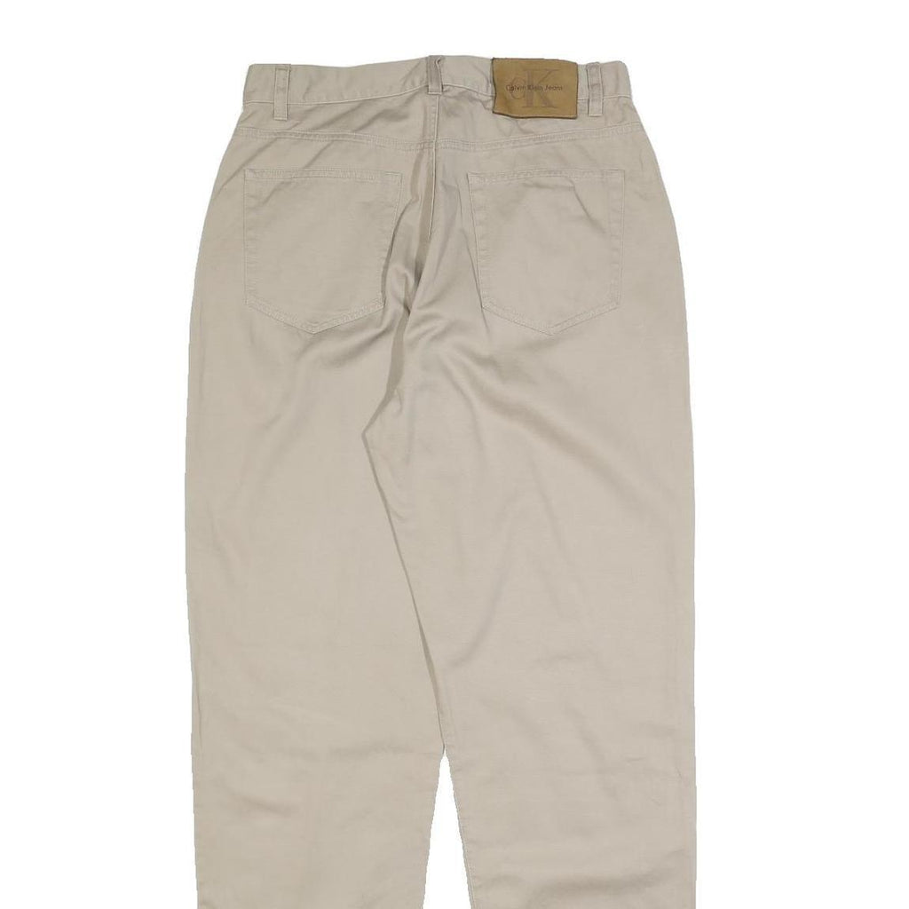 TOMMY HILFIGER Womens Cotton Beige Regular Leg Trousers W27 L32 Classic Zip