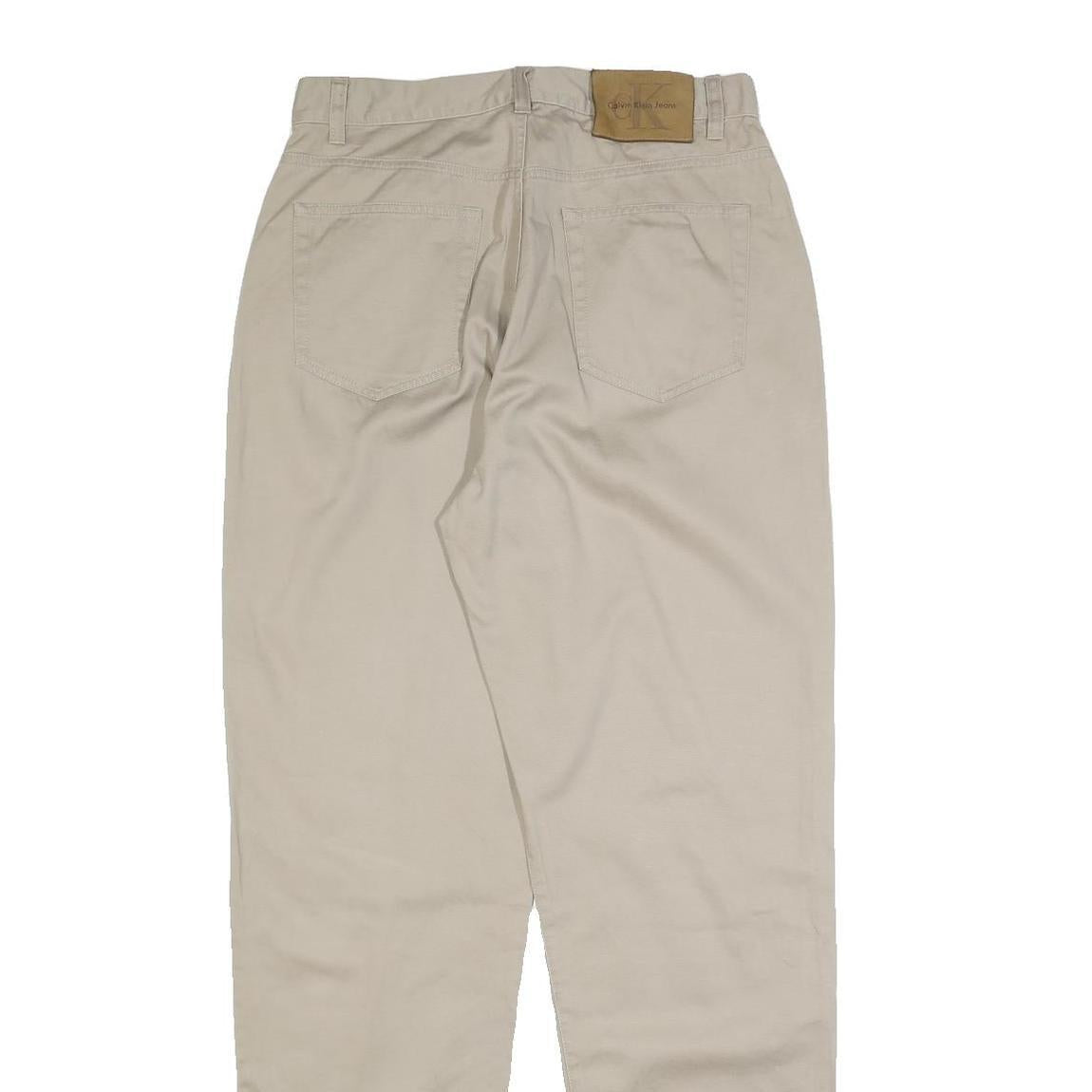 TOMMY HILFIGER Womens Cotton Beige Regular Leg Trousers W27 L32 Classic Zip