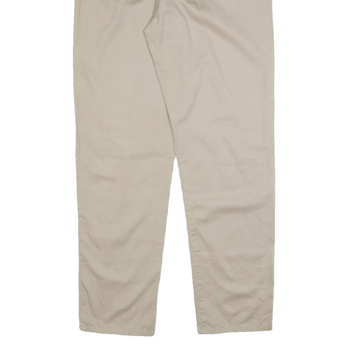 TOMMY HILFIGER Womens Cotton Beige Regular Leg Trousers W27 L32 Classic Zip