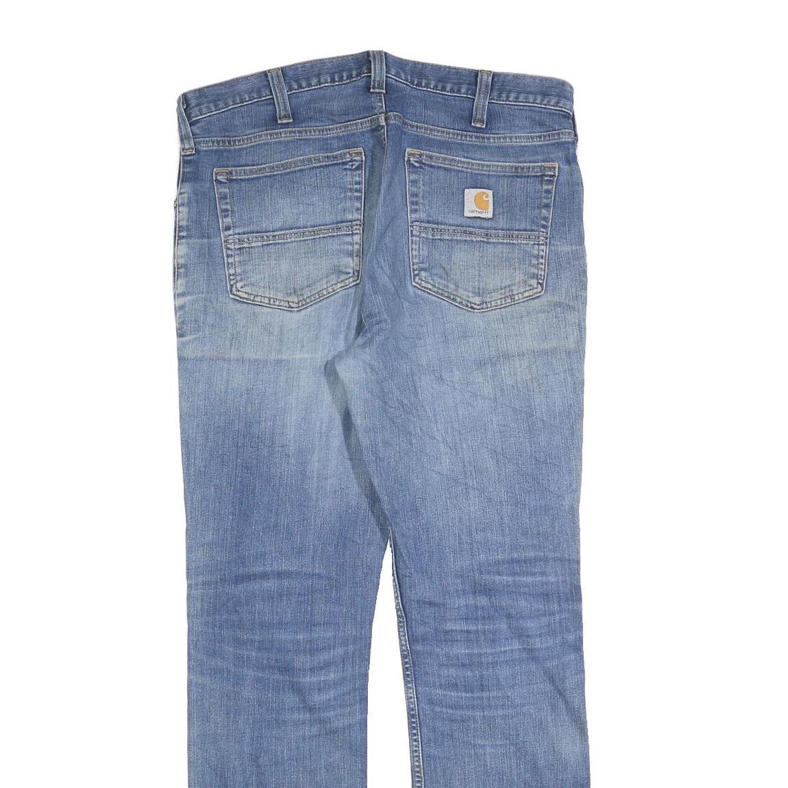 CARHARTT Mens Blue Regular Straight Denim Light Wash Jeans W34 L32 Zip Closure
