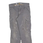 CARHARTT Mens Cotton Blend Grey Relaxed Cargo Trousers W32 L31 Durable Workwear