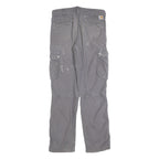 CARHARTT Mens Cotton Blend Grey Relaxed Cargo Trousers W32 L31 Durable Workwear