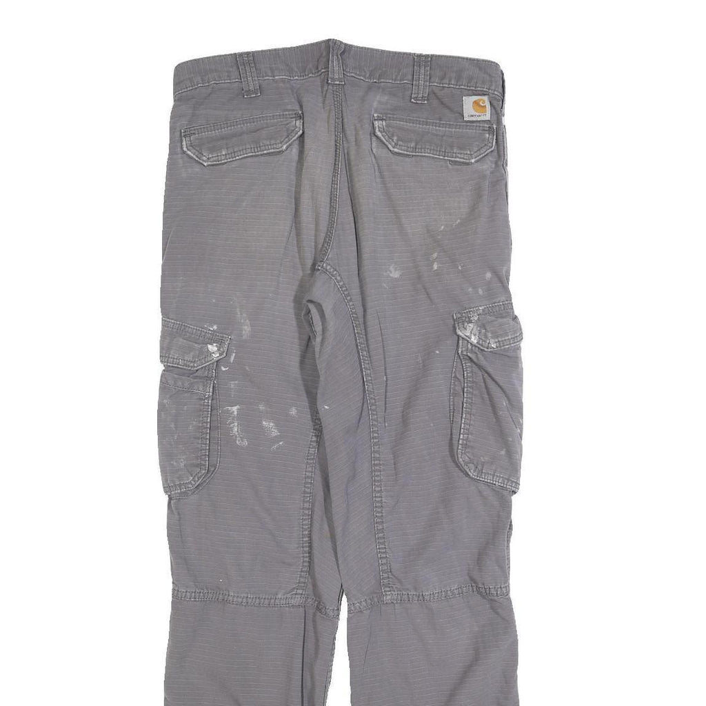 CARHARTT Mens Cotton Blend Grey Relaxed Cargo Trousers W32 L31 Durable Workwear