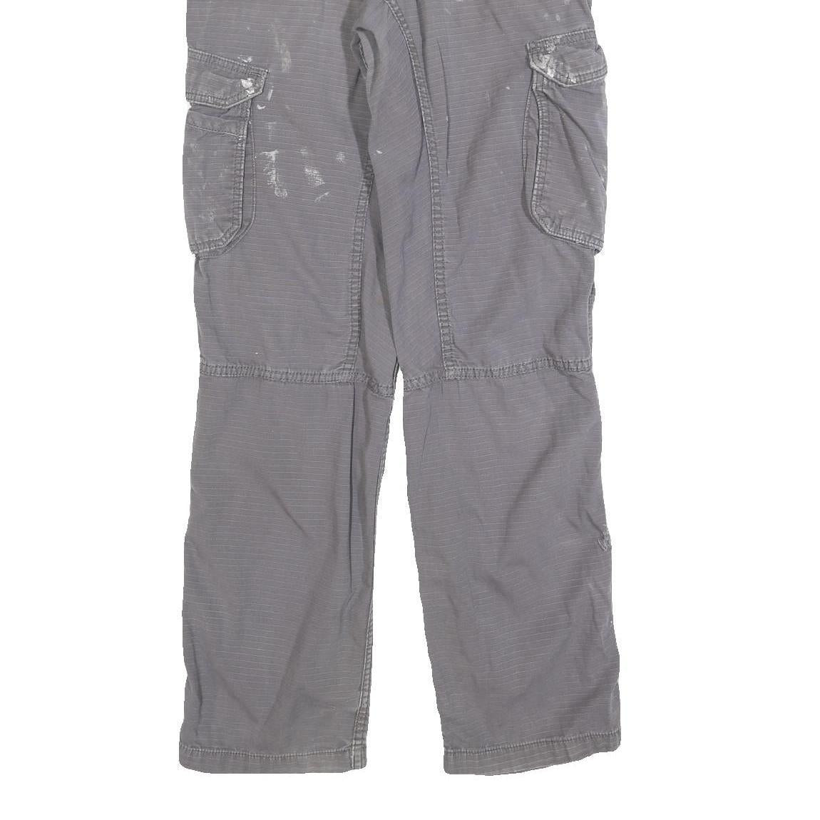 CARHARTT Mens Cotton Blend Grey Relaxed Cargo Trousers W32 L31 Durable Workwear