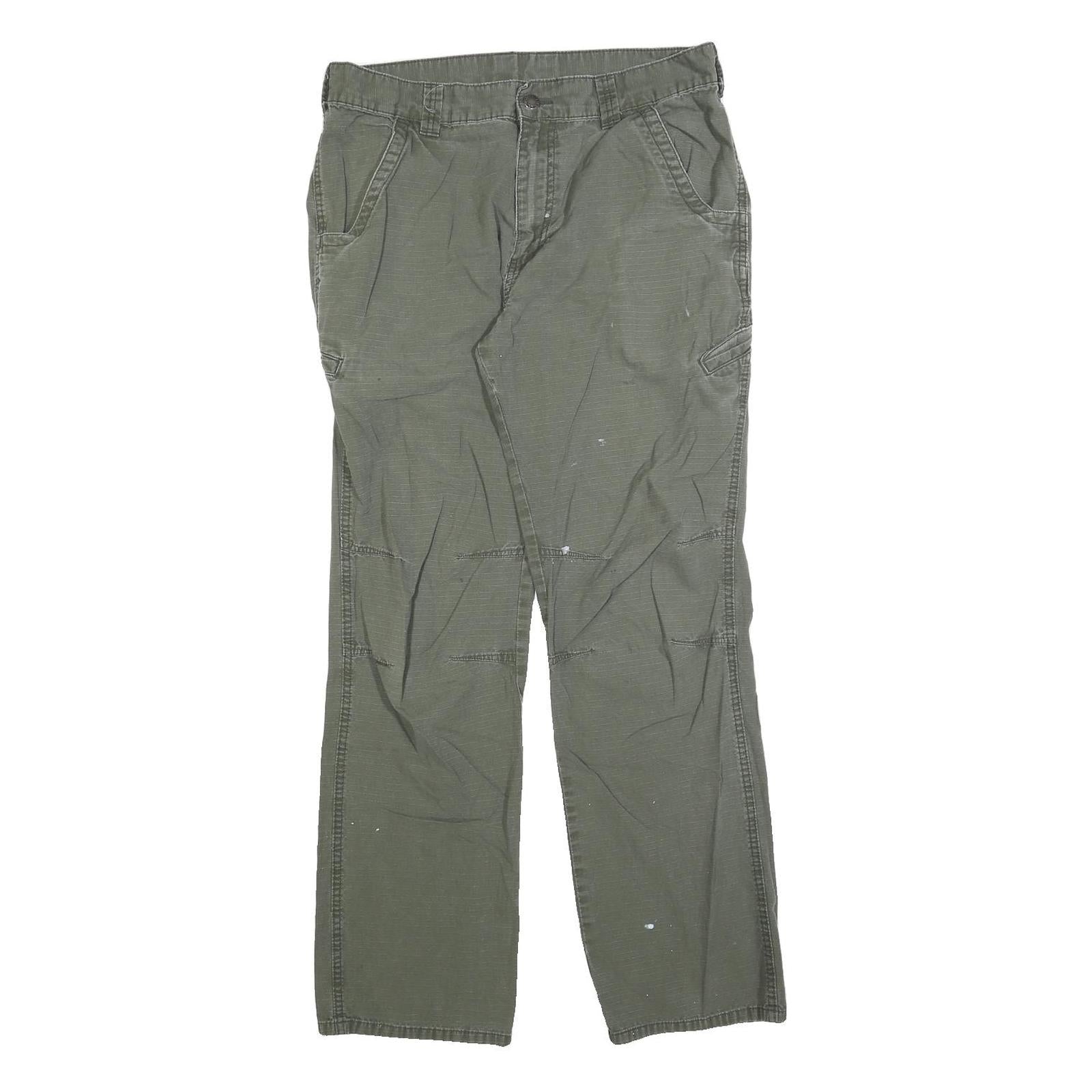 DICKIES Mens Cotton Blend Green Regular Fit Straight Leg Trousers W34 L30