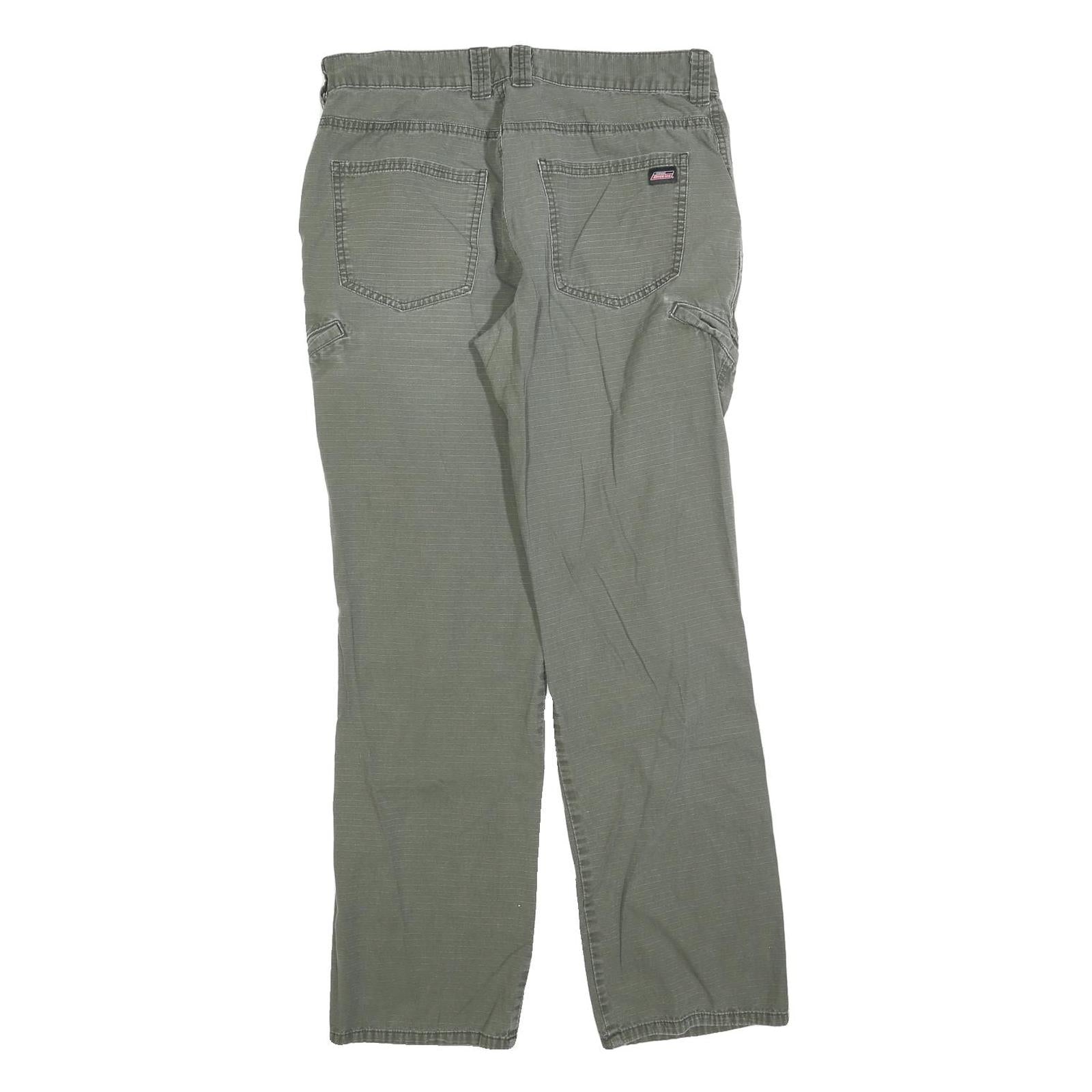 DICKIES Mens Cotton Blend Green Regular Fit Straight Leg Trousers W34 L30