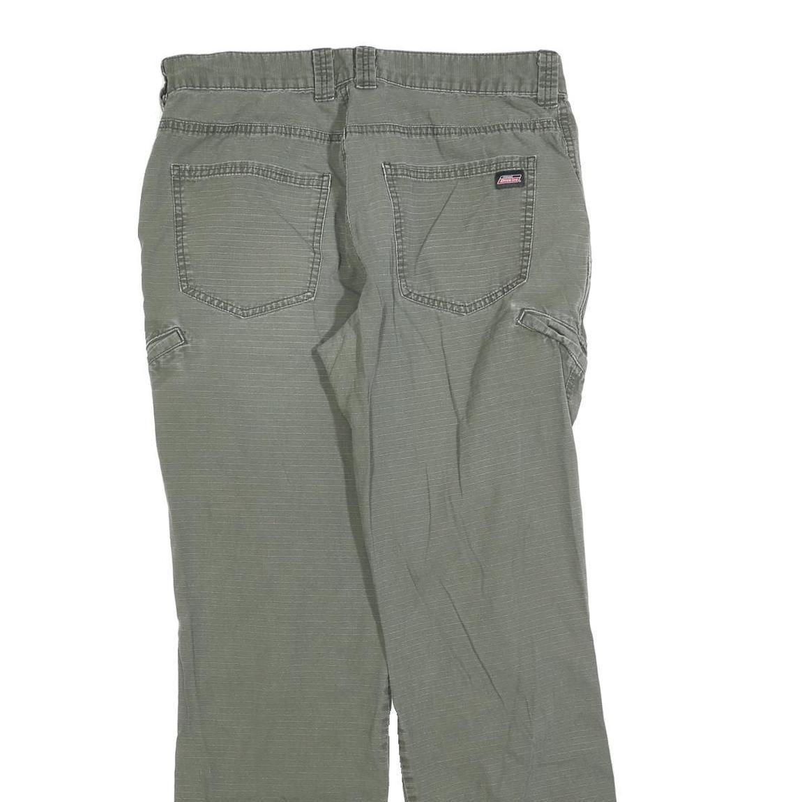 DICKIES Mens Cotton Blend Green Regular Fit Straight Leg Trousers W34 L30
