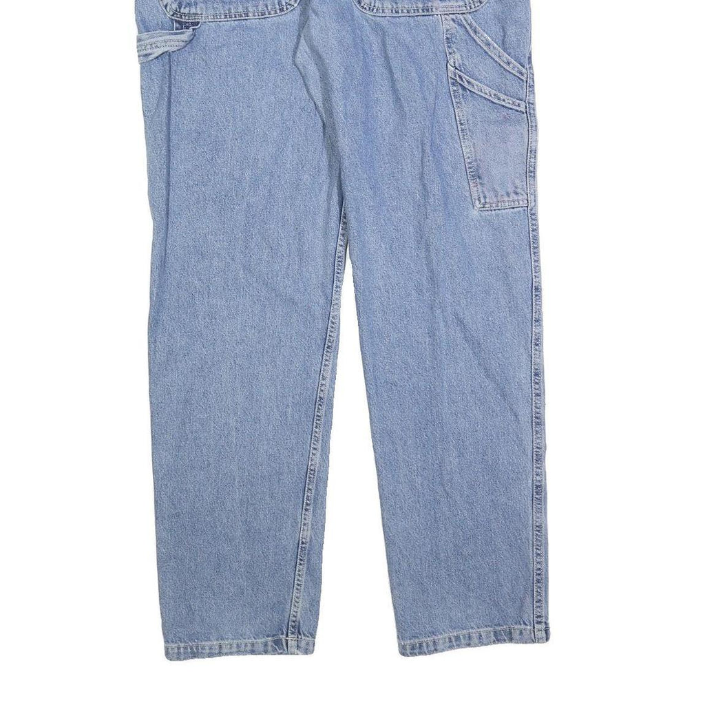 DICKIES Mens Regular Fit Blue Denim Jeans W33 L32 Workwear Utility Pockets Zip