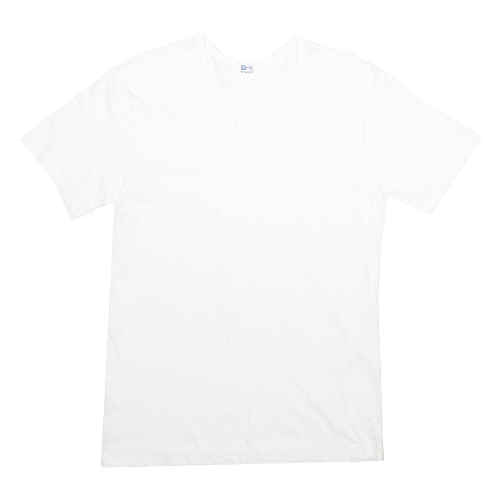 Mens White Plain Cotton T-Shirt S Short Sleeve V-Neck Basic Casual Top