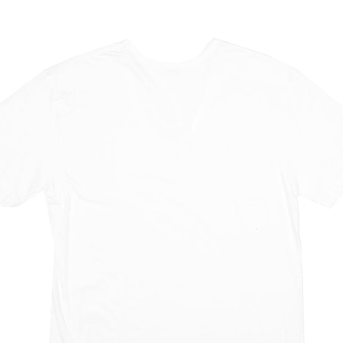 Mens White Plain Cotton T-Shirt S Short Sleeve V-Neck Basic Casual Top