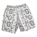 GIN TONIC Mens Shorts Beige Green Pattern L W32 Polyester Blend Casual Relaxed