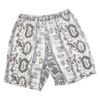 GIN TONIC Mens Shorts Beige Green Pattern L W32 Polyester Blend Casual Relaxed