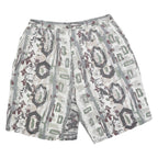 GIN TONIC Mens Shorts Beige Green Pattern L W32 Polyester Blend Casual Relaxed