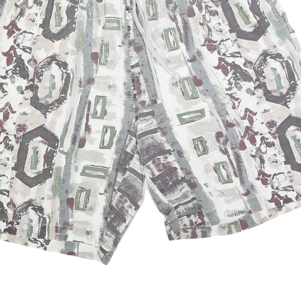 GIN TONIC Mens Shorts Beige Green Pattern L W32 Polyester Blend Casual Relaxed