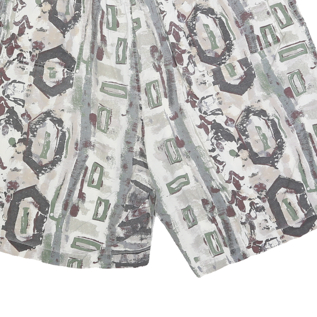 GIN TONIC Mens Shorts Beige Green Pattern L W32 Polyester Blend Casual Relaxed