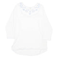 MERIEN HALL CASUALS Womens Blouse White Long Sleeve 90s Crazy Pattern M