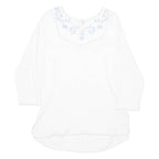 MERIEN HALL CASUALS Womens Blouse White Long Sleeve 90s Crazy Pattern M