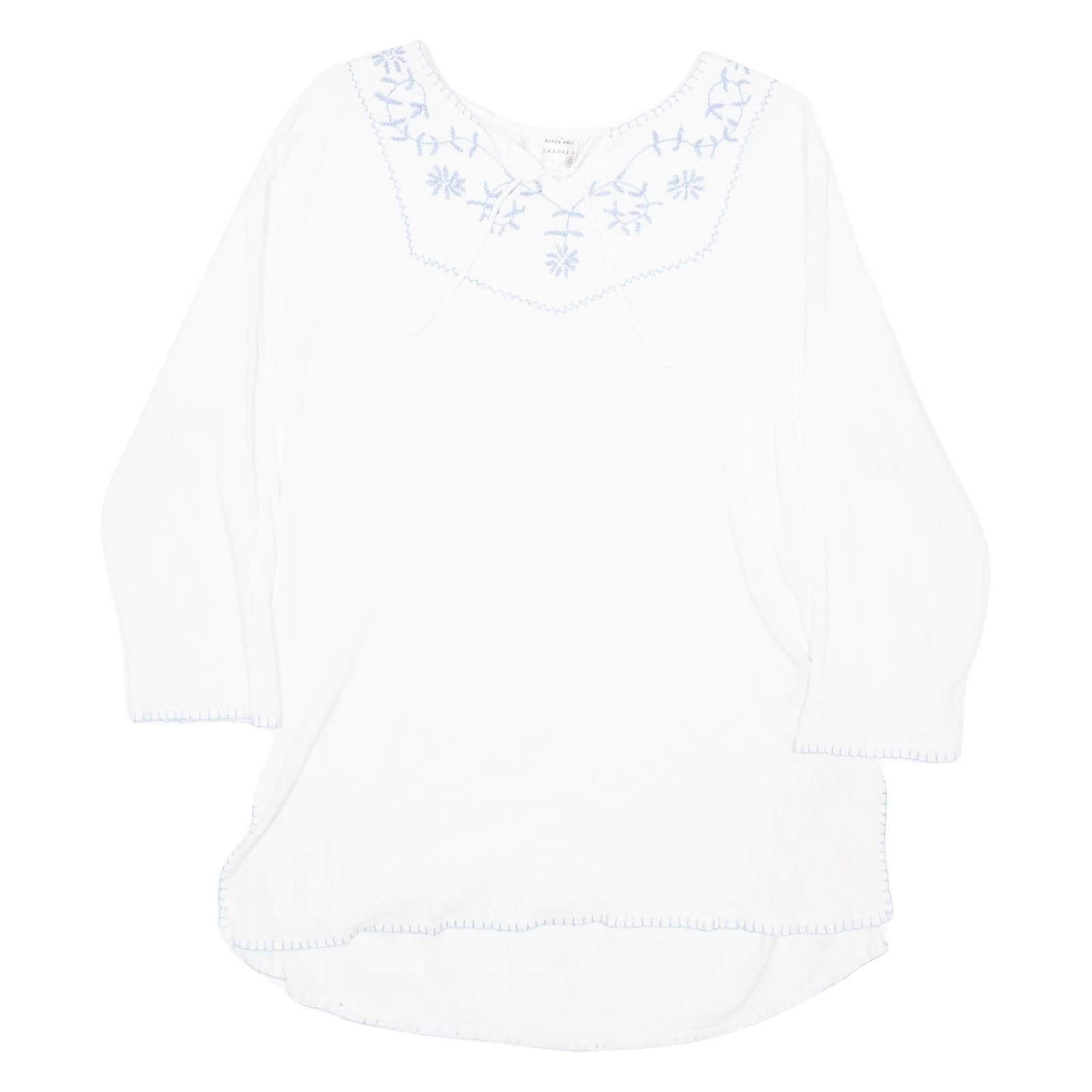 MERIEN HALL CASUALS Womens Blouse White Long Sleeve 90s Crazy Pattern M