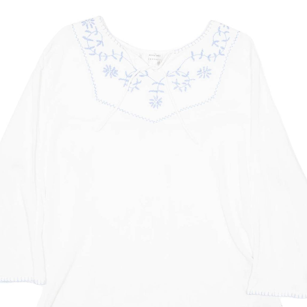 MERIEN HALL CASUALS Womens Blouse White Long Sleeve 90s Crazy Pattern M