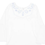 MERIEN HALL CASUALS Womens Blouse White Long Sleeve 90s Crazy Pattern M