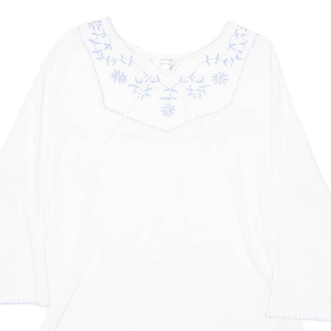MERIEN HALL CASUALS Womens Blouse White Long Sleeve 90s Crazy Pattern M