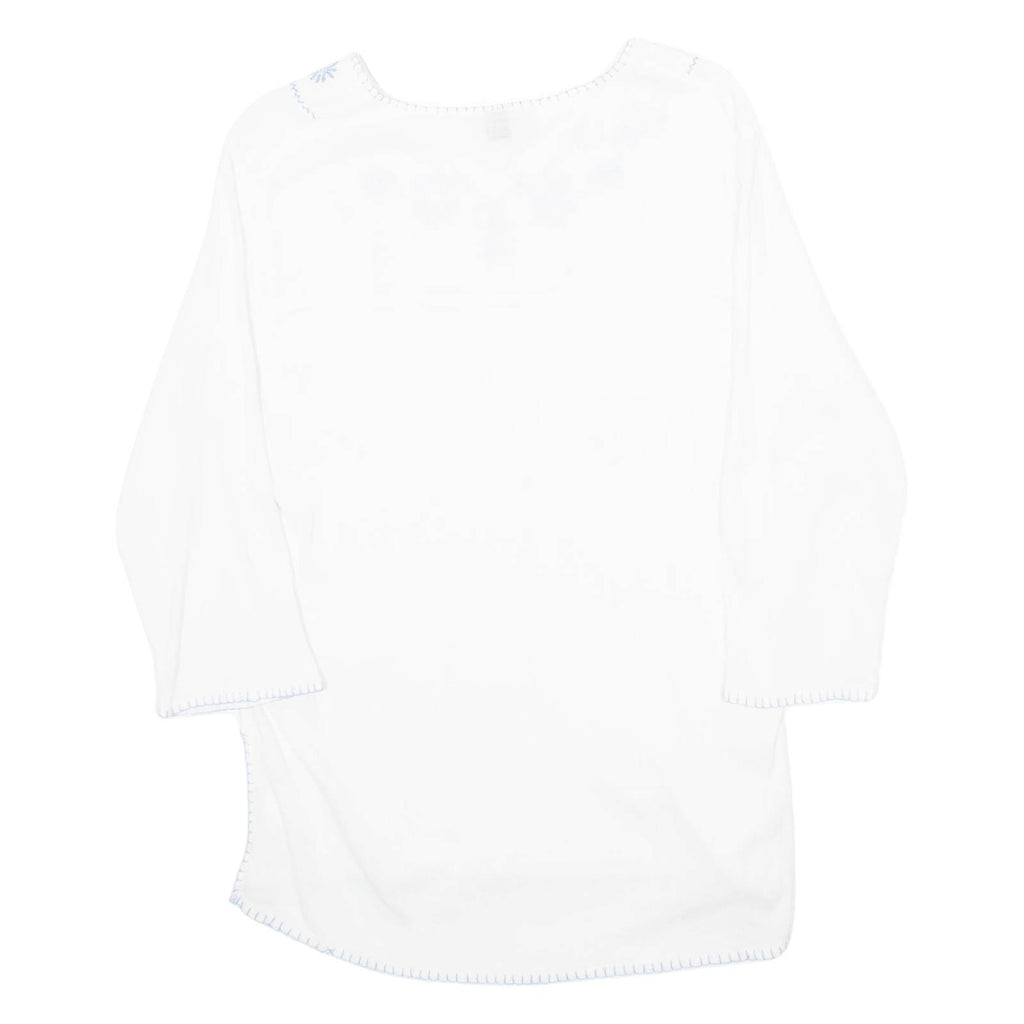 MERIEN HALL CASUALS Womens Blouse White Long Sleeve 90s Crazy Pattern M