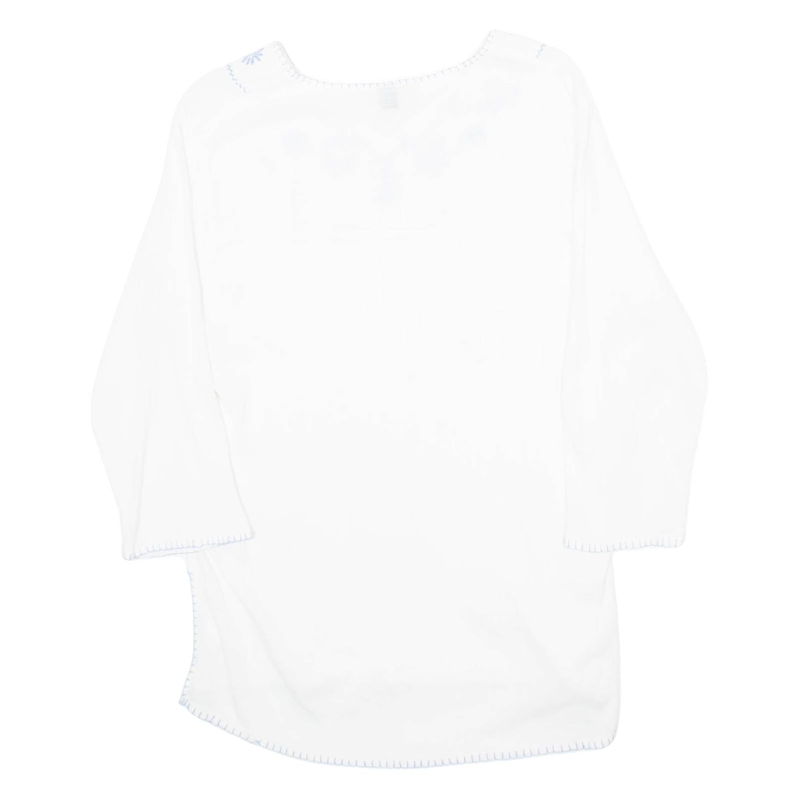 MERIEN HALL CASUALS Womens Blouse White Long Sleeve 90s Crazy Pattern M