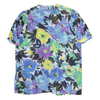 HARDOB Womens Blue Green Floral Printed Top Short Sleeve Round Neck UK 14