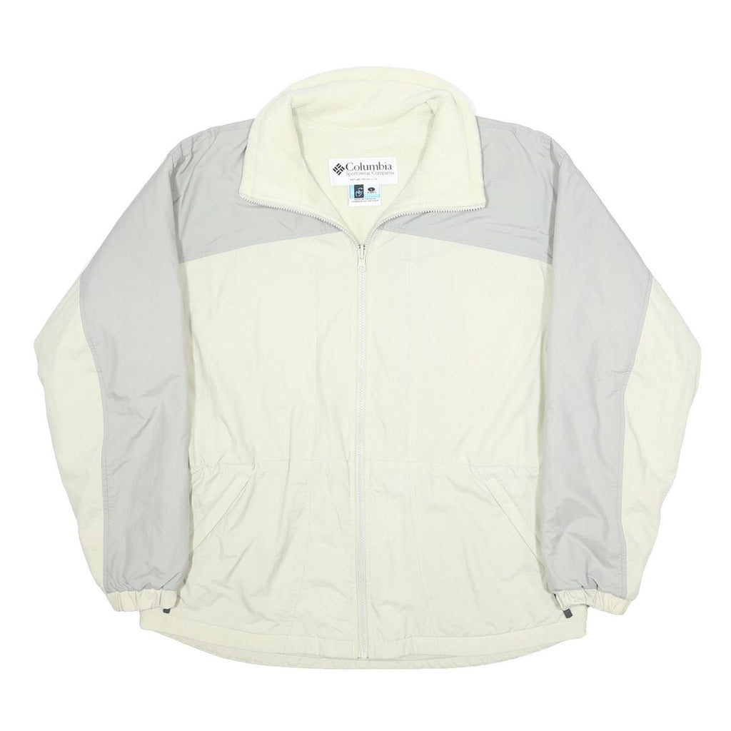 COLUMBIA Womens Cream & Grey Nylon Zip Jacket L Outdoor Activewear