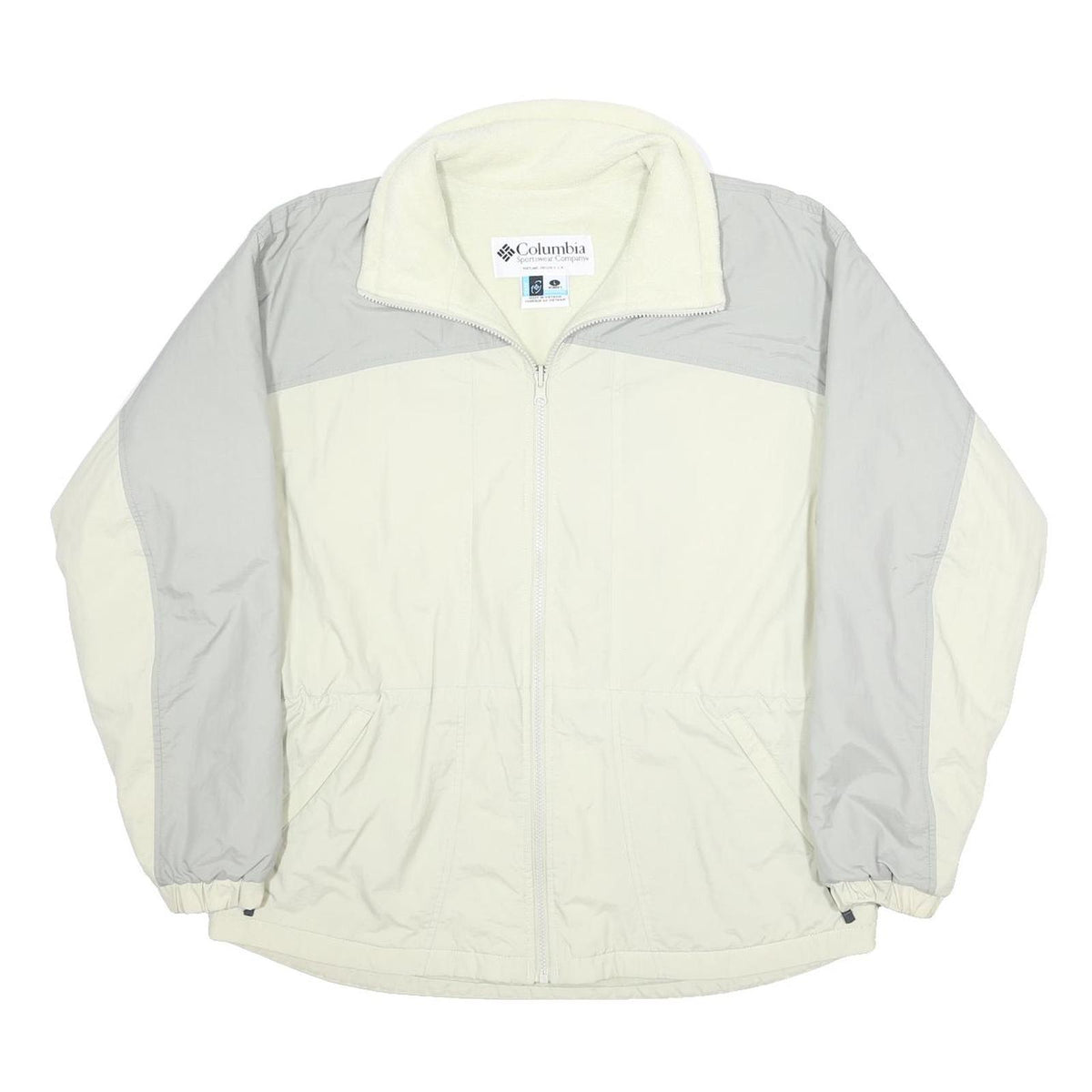 COLUMBIA Womens Cream & Grey Nylon Zip Jacket L Outdoor Activewear