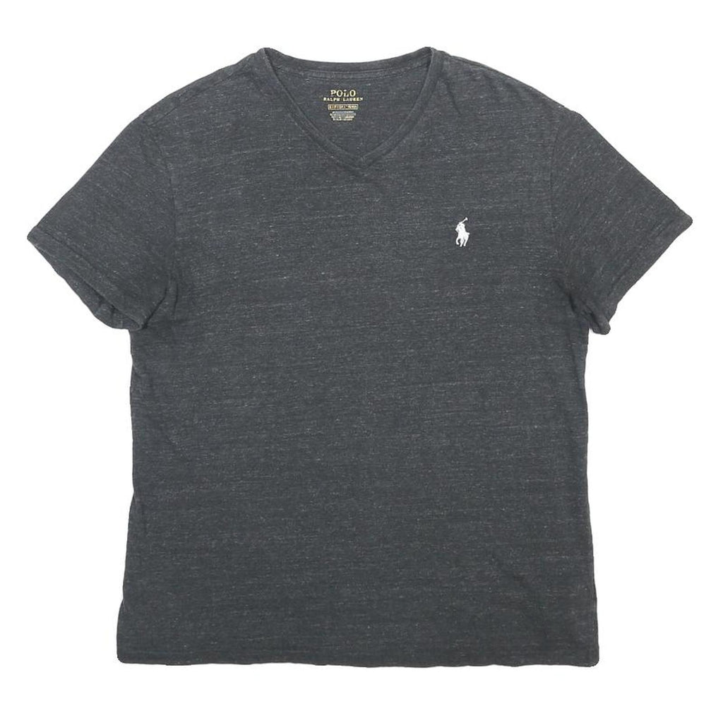 POLO RALPH LAUREN Womens Grey V-Neck T-Shirt S Cotton Blend Classic Fit