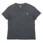 POLO RALPH LAUREN Womens Grey V-Neck T-Shirt S Cotton Blend Classic Fit