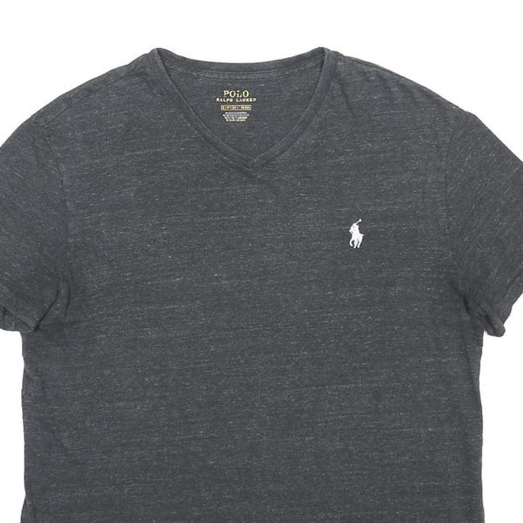 POLO RALPH LAUREN Womens Grey V-Neck T-Shirt S Cotton Blend Classic Fit