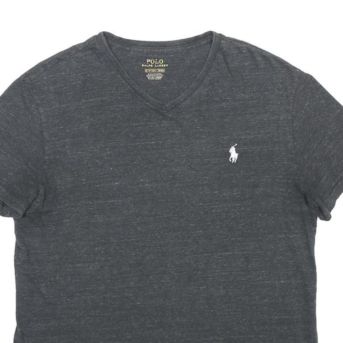 POLO RALPH LAUREN Womens Grey V-Neck T-Shirt S Cotton Blend Classic Fit