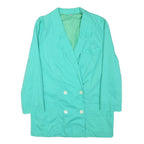 Womens Turquoise Button Cotton Blend Jacket S Plain Casual Light Outerwear
