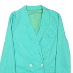 Womens Turquoise Button Cotton Blend Jacket S Plain Casual Light Outerwear