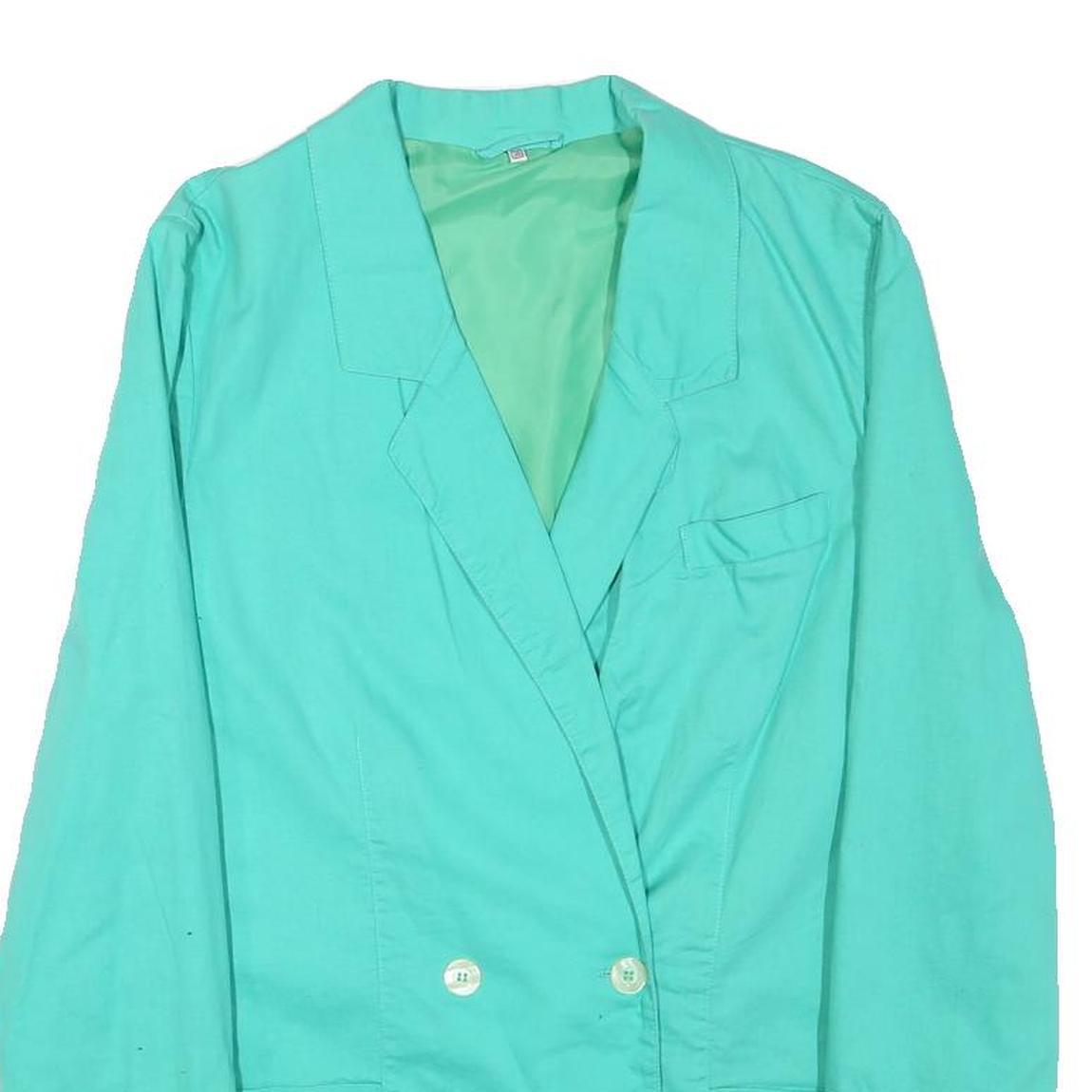 Womens Turquoise Button Cotton Blend Jacket S Plain Casual Light Outerwear