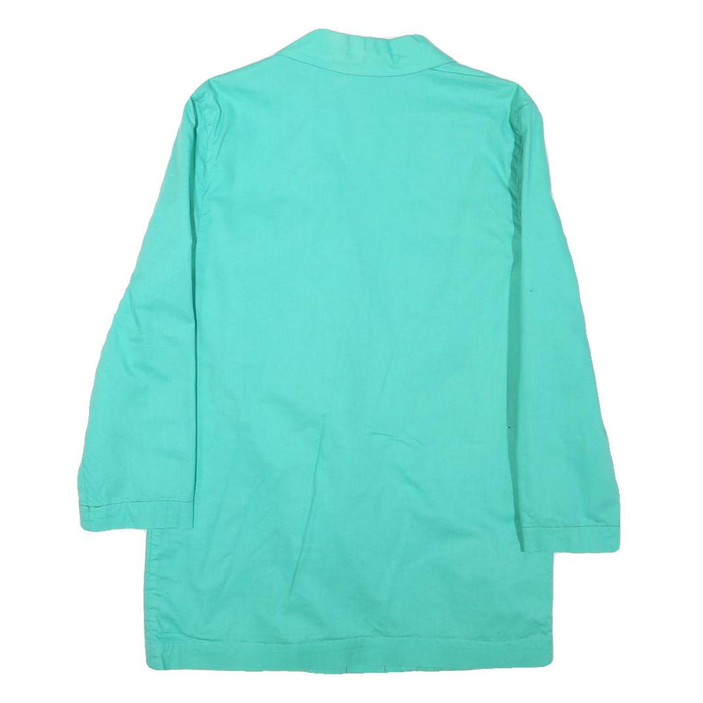 Womens Turquoise Button Cotton Blend Jacket S Plain Casual Light Outerwear
