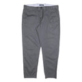 TOMMY HILFIGER Mens Cotton Grey Regular Straight Trousers W36 L30 Classic Zip