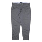 TOMMY HILFIGER Mens Cotton Grey Regular Straight Trousers W36 L30 Classic Zip