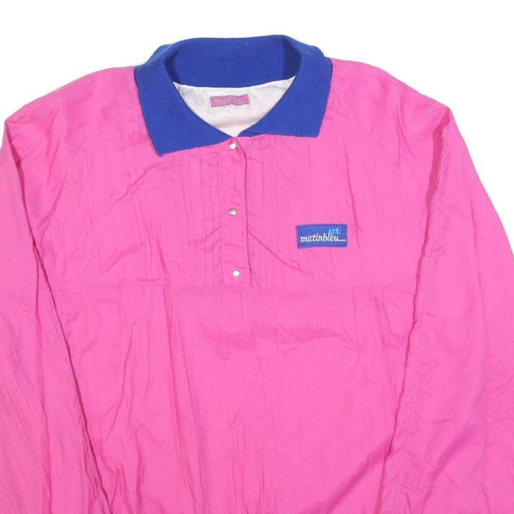 MATINBLEU Womens Pink & Blue Collared M Sweatshirt Vintage Retro Pullover