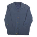 Womens Blue Button Closure Casual Jacket L Polyester Blend Plain Lightweight