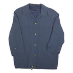 Womens Blue Button Closure Casual Jacket L Polyester Blend Plain Lightweight