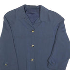 Womens Blue Button Closure Casual Jacket L Polyester Blend Plain Lightweight