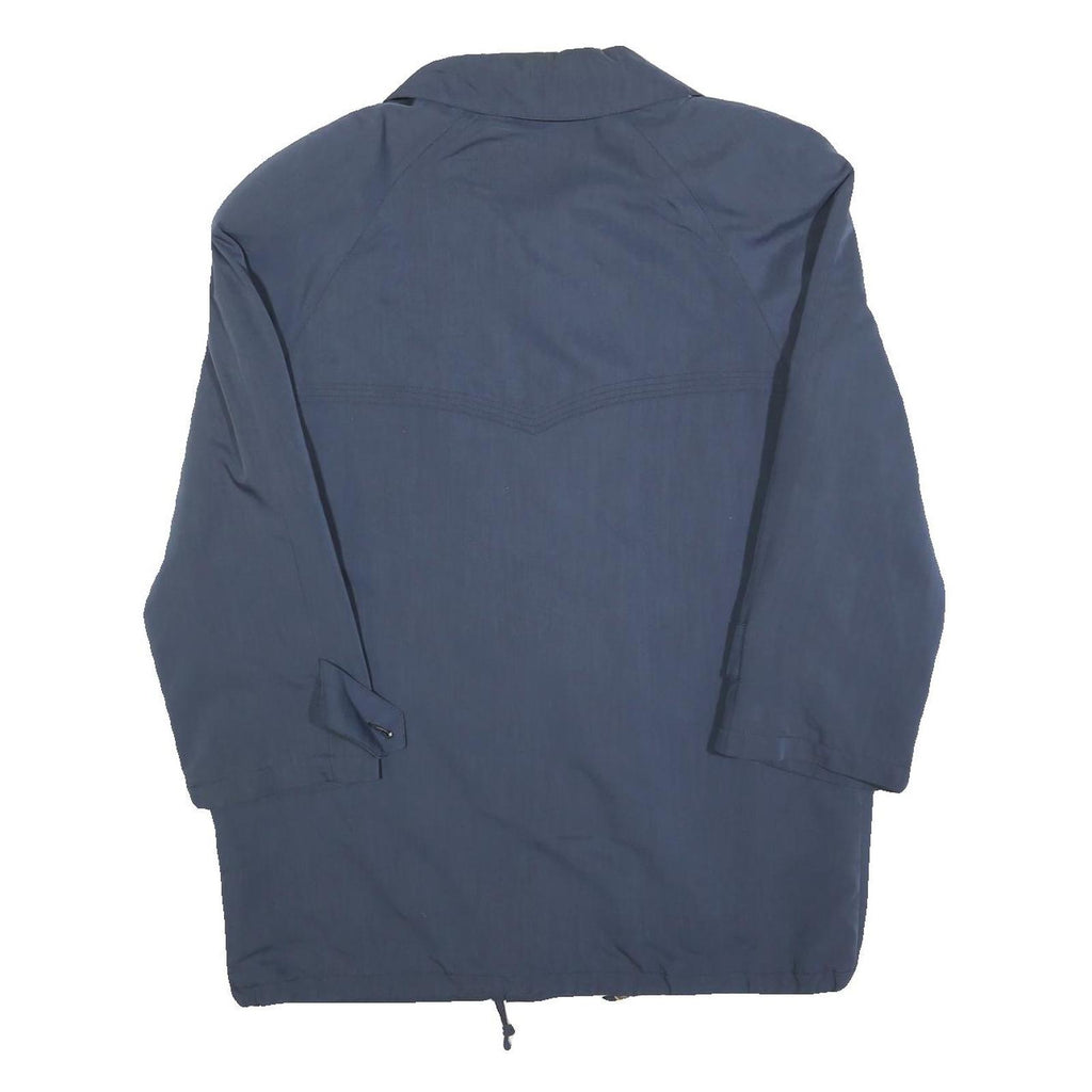 Womens Blue Button Closure Casual Jacket L Polyester Blend Plain Lightweight