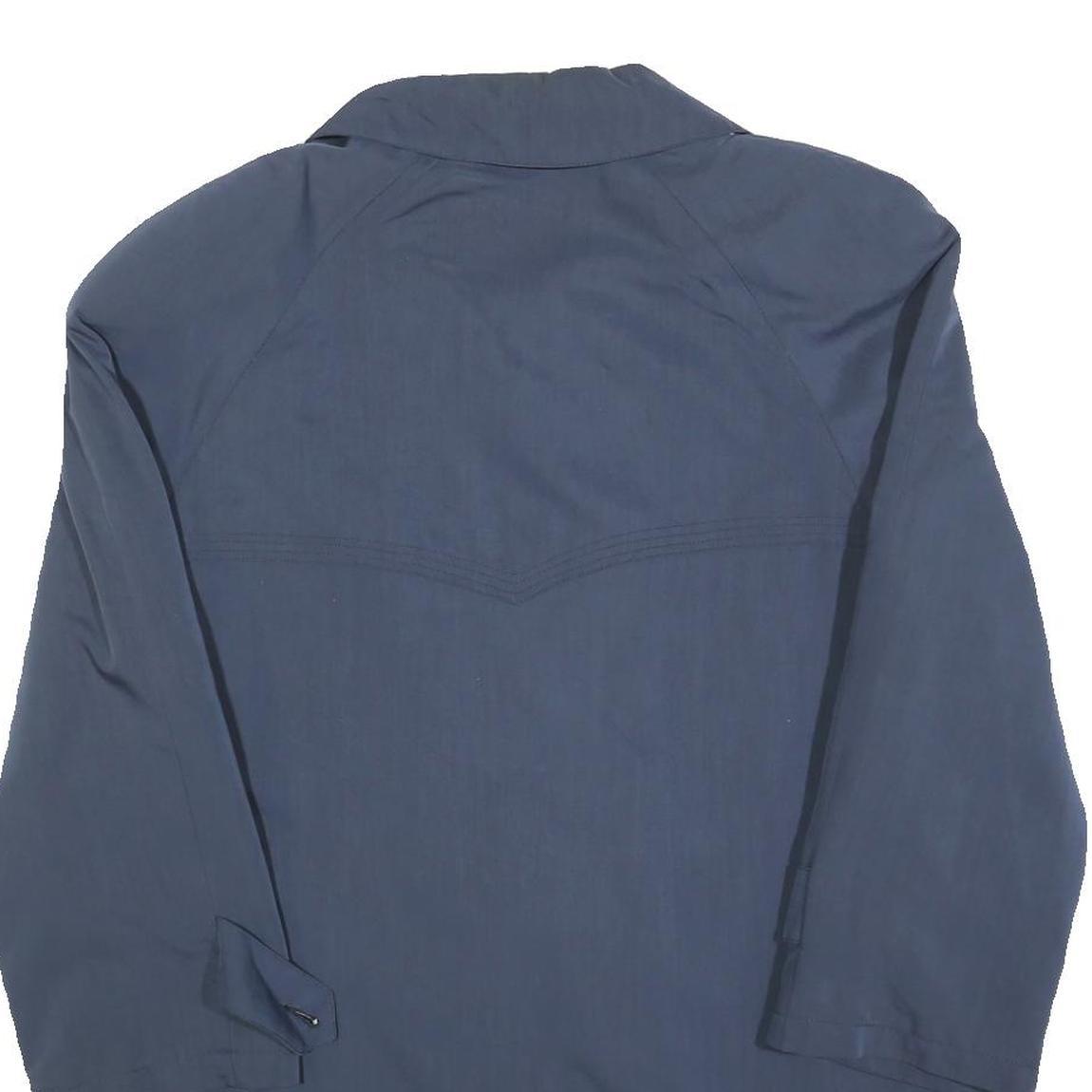 Womens Blue Button Closure Casual Jacket L Polyester Blend Plain Lightweight