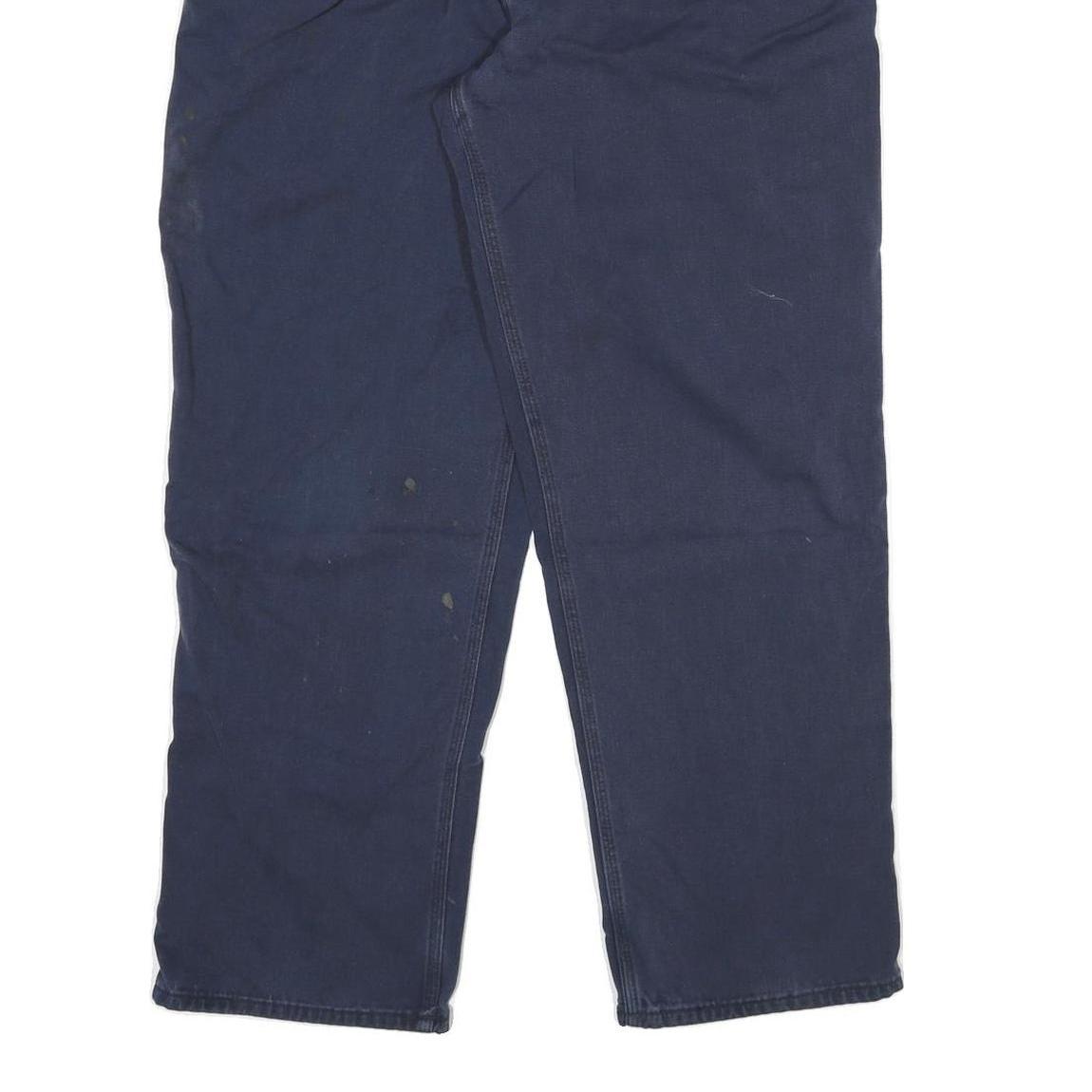 CARHARTT Mens Cotton Blend Navy Blue Relaxed Straight Trousers W34 L30 Workwear