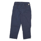 CARHARTT Mens Cotton Blend Navy Blue Relaxed Straight Trousers W34 L30 Workwear