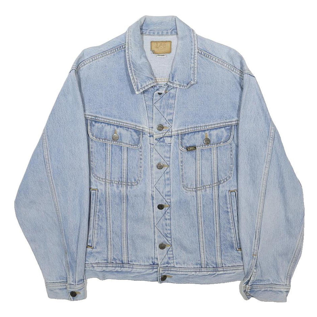 LEE Mens Blue Denim Jacket L Cotton Button Closure Classic Fit Casual Outerwear